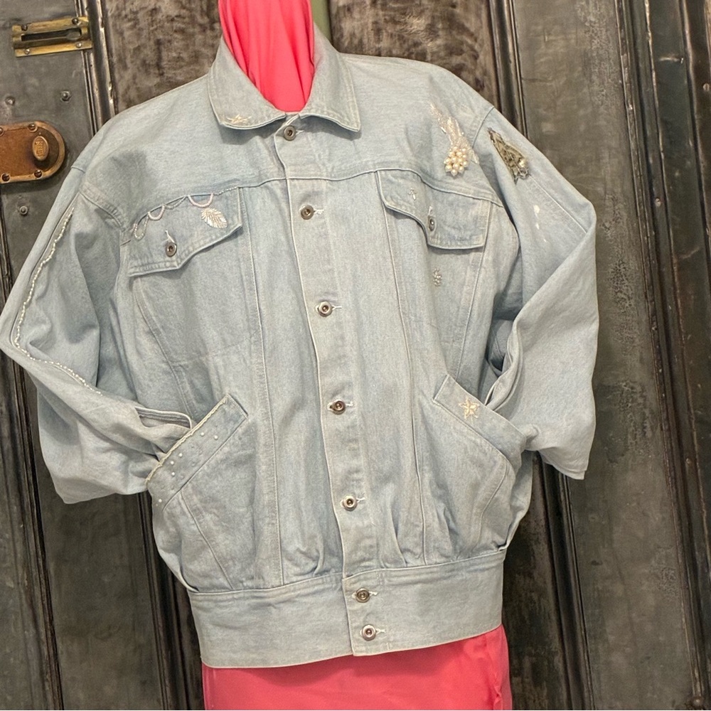 One size Ultimate cool vintage 80s oversized jean jacket esprit sport light wash